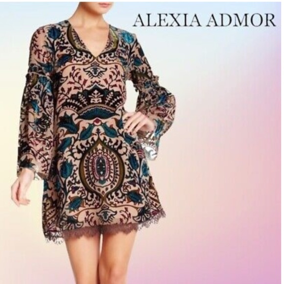 Alexia Admor Velvet Burnout Patterned Tunic Dress - Picture 1 of 6